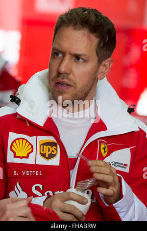 Montmelo, Spagna. Il 23 febbraio, 2016. Pilota Sebastian Vettel. Scuderia Ferrari. Formula Uno giorni di test sul Circuito de Catalunya. Montmelo, Spagna. Febbraio 23, 2016 Credit: Miguel Aguirre Sánchez/Alamy Live News Foto Stock