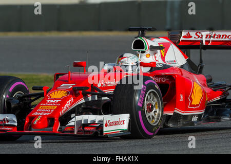 Pilota Sebastian Vettel. Scuderia Ferrari. Formula Uno giorni di test sul Circuito de Catalunya. Montmelo, Spagna. Febbraio 23, 2016 Foto Stock