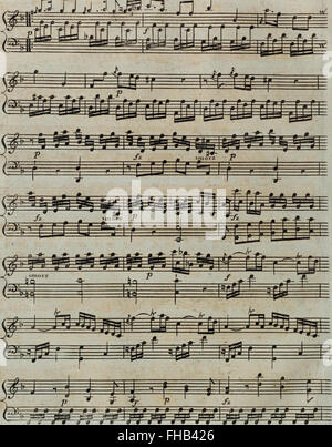 Sei sonates pour la harpe avec accompagnement d'onu violon ou flC3BBte obligC3A9e, tres faciles a C3A9xC3A9meno spaventose, elles peuvent aussi se jouer seules d'autant qu'elles contiennent beaucoup de petits airs (1795) Foto Stock
