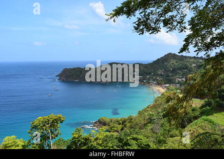 Vista sulla baia di Castara, Tobago Foto Stock