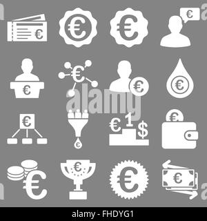 Euro banking aziendale e strumenti di servizio icone Foto Stock