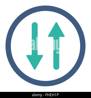 Frecce di scambio piatto verticale di cobalto e colori ciano arrotondati icona vettore Foto Stock