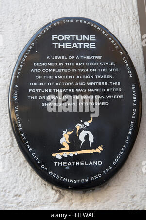 Fortune Theatre sign in Londra Foto Stock