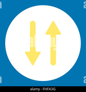 Frecce di scambio piana verticale giallo e bianco colori pulsante rotondo Foto Stock