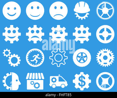 Strumenti e sorriso le icone degli ingranaggi Foto Stock