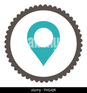 Mappa piatta marcatore di grigio e colori ciano round icona timbro Foto Stock