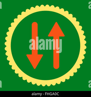 Frecce di scambio piana verticale arancione e colori di giallo round icona timbro Foto Stock