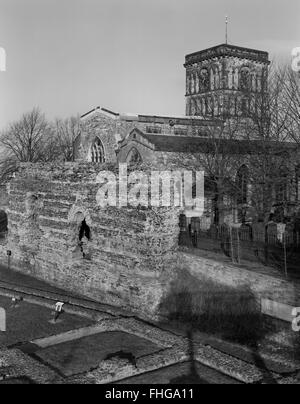 Il Jewry Wall e Leicester: parte dell'C2nd palaestra o esercizio-sala dei bagni pubblici della città romana di Ratae Corieltauvorum. Foto Stock
