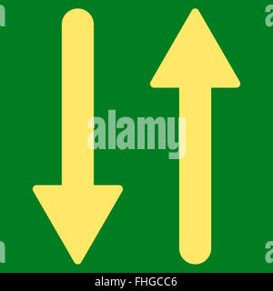 Frecce di scambio piana verticale giallo icona del colore Foto Stock