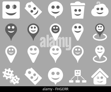 Strumenti, emozioni, sorrisi, i marcatori mappa icone Foto Stock