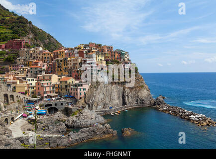 Città di Manarola, Cinque Terre Foto Stock