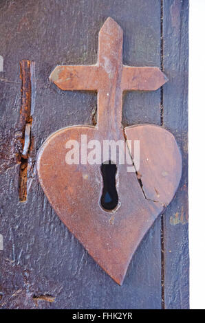 Maiorca, isole Baleari, Spagna: il blocco a forma di cuore e la croce del Calvario Chiesa di Pollenca, alla fine dell'365 il Calvario passi Foto Stock