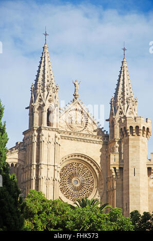 Mallorca, Maiorca, isole Baleari, Spagna, Europa: La Seu, la Cattedrale di Santa Maria di Palma, gotico romana chiesa terminata nel 1601 Foto Stock