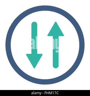 Frecce di scambio piatto verticale di cobalto e colori ciano arrotondati icona raster Foto Stock