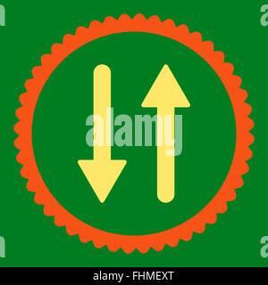 Frecce di scambio piana verticale arancione e colori di giallo round icona timbro Foto Stock