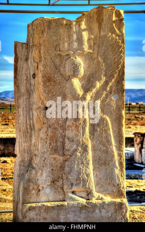 Persiano antico carving in Pasargadae, Iran Foto Stock
