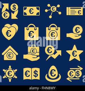 Euro banking aziendale e strumenti di servizio icone Foto Stock