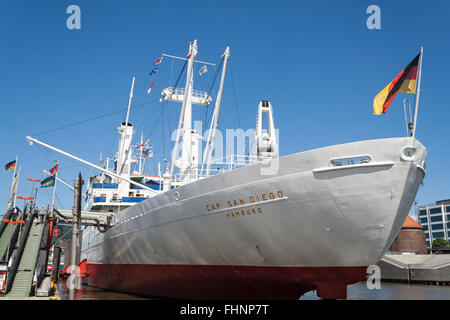 MS Cap San Diego è una generale nave cargo, situato come una nave museo di Amburgo - St Pauli, Germania. Foto Stock