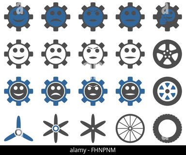Strumenti e sorriso le icone degli ingranaggi Foto Stock