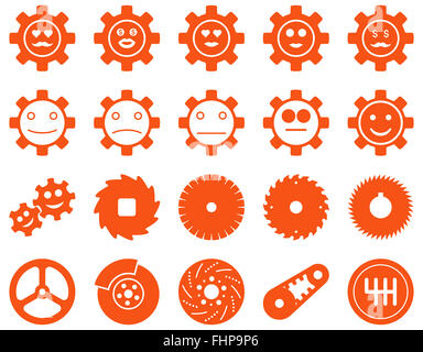 Strumenti e sorriso le icone degli ingranaggi Foto Stock