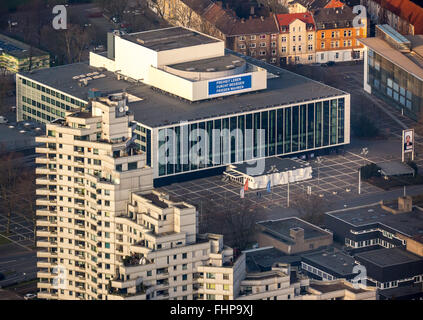 Vista aerea, MIR, Musiktheater im Revier di Gelsenkirchen, teatro musicale, poster vita libertà paura sconfitta, PACE VERA,Gelsenkirchen Foto Stock