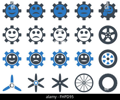 Strumenti e sorriso le icone degli ingranaggi Foto Stock