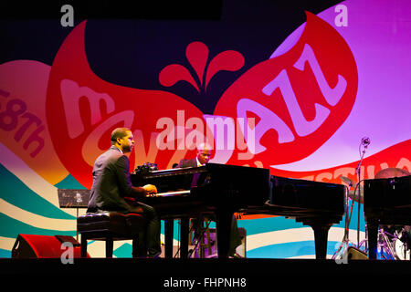JASON MORAN sul pianoforte con Geri Allen e il Errol Garner progetto eseguendo in 58th Monterey Jazz Festival - Californ Foto Stock