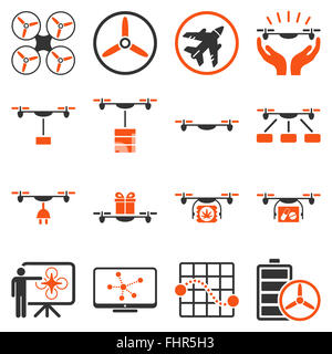 Drone spedizione icona impostare Foto Stock