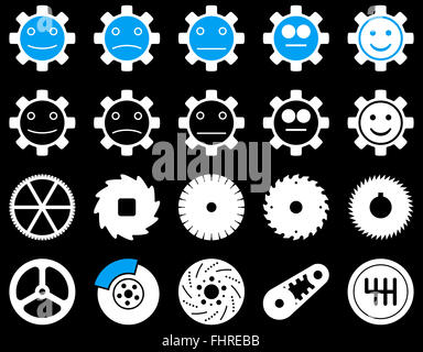 Strumenti e sorriso le icone degli ingranaggi Foto Stock