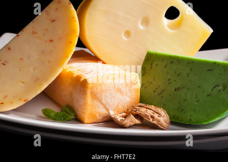Formaggio culinaria variazione close up. Foto Stock