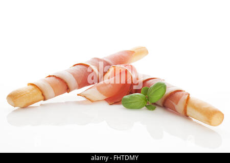 Grissini pane e prosciutto. Foto Stock