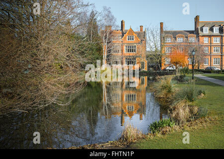 Alloggi per studenti a Emmanuel college, università di Cambridge, Inghilterra, fondata da Mildmay nel sedicesimo secolo. Foto Stock