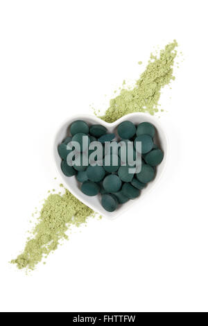 Chlorella, Spirulina e wheatgrass. Foto Stock