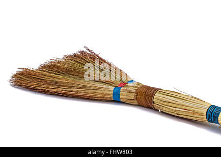 Besom, isolato su sfondo bianco Foto Stock