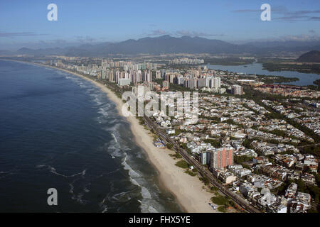 Vista aerea della spiaggia di Barra da Tijuca Foto Stock