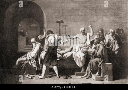 La morte di Socrate da bere la cicuta veleno. Socrate c. 469 - 399 A.C. Greco classico filosofo. Foto Stock