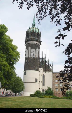 Schloßkirche (Chiesa di Tutti i Santi) in Wittenberg, Germania Foto Stock