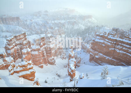 Vista di Thor's Martello e Navajo Loop Trail al di sotto del punto di tramonto e Rim Trail nel Parco Nazionale di Bryce Canyon in Utah sudoccidentale Foto Stock