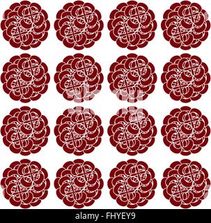 Sofisticate in vecchio stile floreale per la stampa di tessuti. Modello senza giunture di borgogna fiori isolati su sfondo bianco. Illustrazione Vettoriale