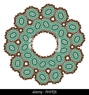 Brown green astratto fiore di pizzo su sfondo bianco. Sfondo digitale illustrazione vettoriale Illustrazione Vettoriale