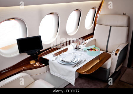 Business Jet ineterior Foto Stock