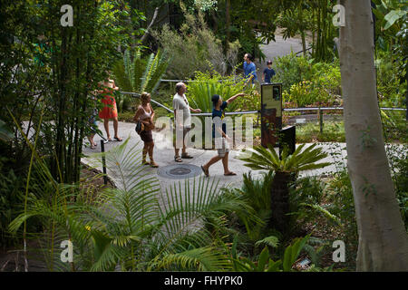 I turisti sono a piedi lungo un sentiero presso lo ZOO DI SAN DIEGO - California Foto Stock