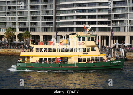 Un Ferry di Sydney, denominata 'Golden Grove' nel porto di Sydney vicino al Circular Quay. Foto Stock