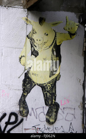 Arte di strada/ Graffity: Schweine Punker, Berlino. Foto Stock