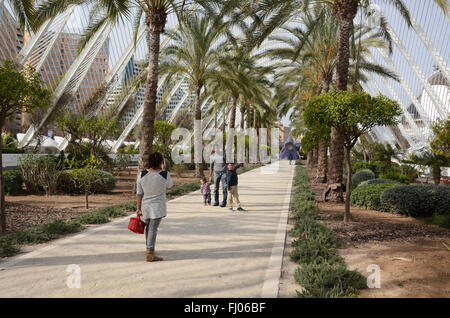 Umbracle giardini, Ciudad de las Artes y las Ciencias,Valencia Spagna Foto Stock