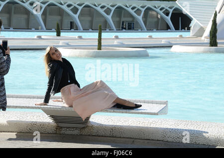 Creazione di snapshot a Ciudad de las Artes y las Ciencias, Valencia, Spagna Europa Foto Stock