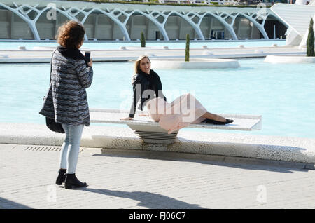 Creazione di snapshot a Ciudad de las Artes y las Ciencias, Valencia, Spagna Europa Foto Stock