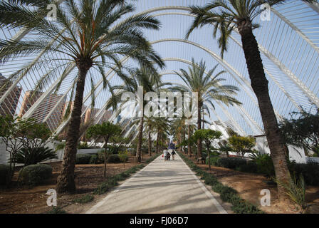 Umbracle giardini, Ciudad de las Artes y las Ciencias,Valencia Spagna Foto Stock