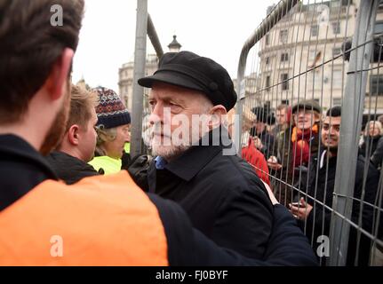 Jeremy Corbyn, leader del partito laburista parla al CND Anti Trident protesta rally, London, Regno Unito Foto Stock