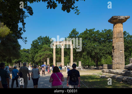 Olympia, Peloponneso e Grecia. Antica Olympia. Il Philippeion, del IV secolo A.C. Foto Stock